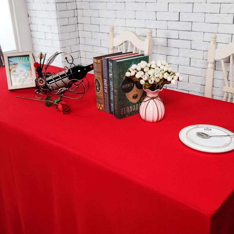 Surmente Red Fitted Tablecloths for 6 Foot Rectangle Tables, Red Table Covers for Weddings, Banquets, or Restaurants - Image 4